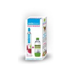 SODASTREAM Pack réserve : Cylindre supplémentaire de CO2 + Bouteille 1L Verte