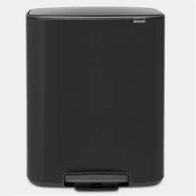BRABANTIA Poubelle à pédale 2 x 30 L Matt Black - Bo 211508