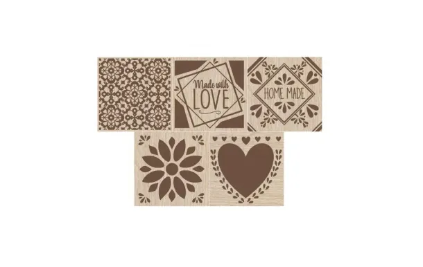 SCRAPCOOKING Tampon à biscuits bois 5 décors + découpoir - Déco