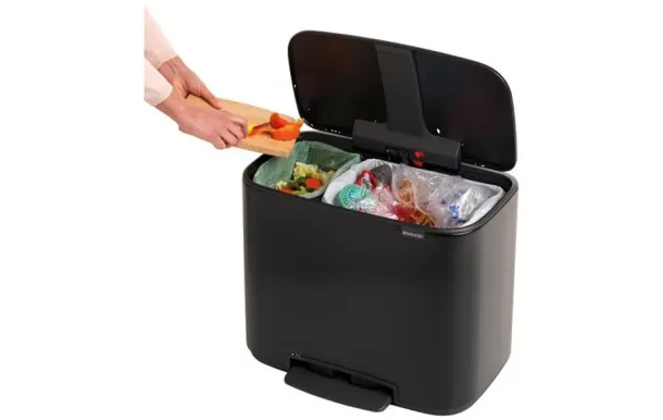 BRABANTIA Poubelle à pédale 11 + 23 L Matt Black - Bo