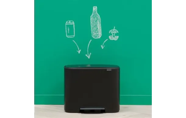 BRABANTIA Poubelle à pédale 11 + 23 L Matt Black - Bo