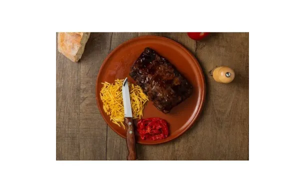 ARCOS Couteau à steak Côte à l'os lame crantée 11 cm - Bois Brun