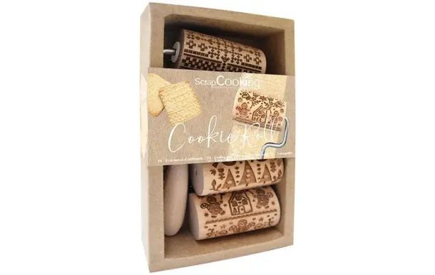 SCRAPCOOKING 3 mini rouleaux bois interchangeables 3798