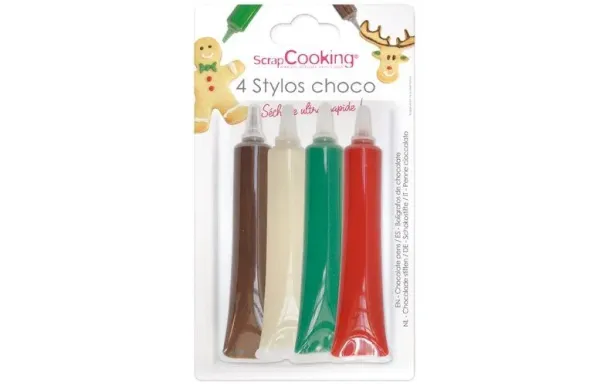 SCRAPCOOKING Lot de 4 stylos chocolat Noël