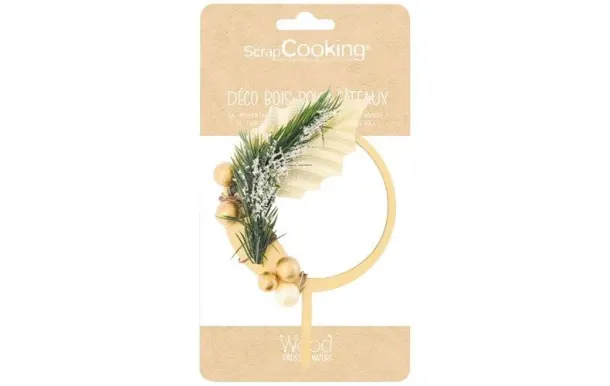 SCRAPCOOKING Cake topper bois Couronne de Noël 4988