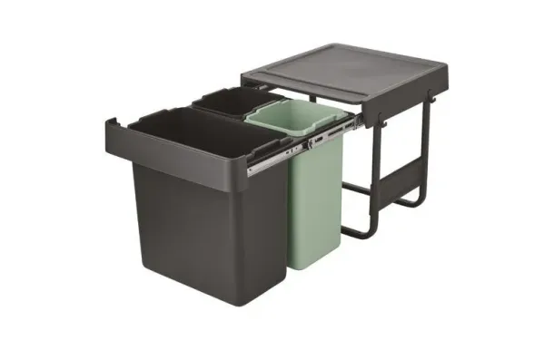 BRABANTIA Poubelle encastrable 10 + 10 + 20 L - Sort & Go Built-In