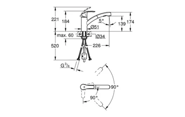 GROHE Mitigeur avec douchette - 30355001 