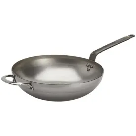 DE BUYER Wok bombé 32 cm + contre-poignée - Mineral B Element