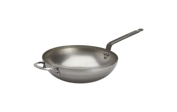 DE BUYER Wok bombé 32 cm + contre-poignée - Mineral B Element 