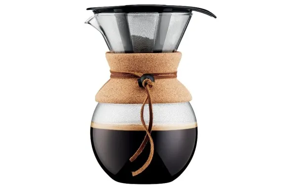 BODUM Cafetière 8 tasses / 1 L Liège & Cuir - Pour Over 