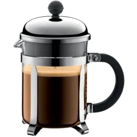 BODUM Cafetière à piston 4 Tasses Chromée & Noire - Chambord