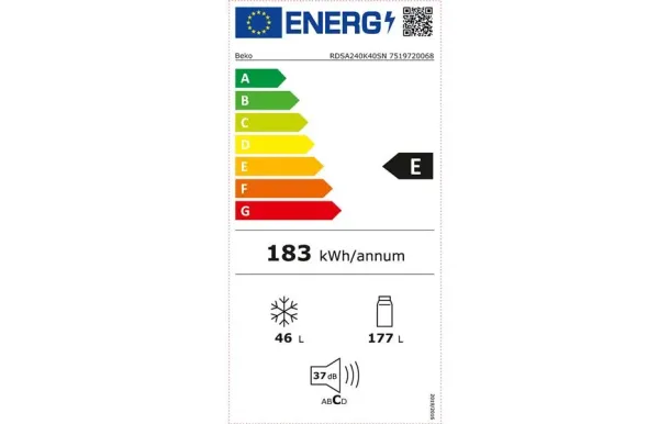BEKO Réfrigérateur 2 portes RDSA240K40SN
