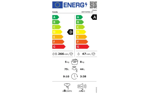 CANDY Lave-linge séchant 60 cm 8Kg/5kg 1400 tr/mn - CSWS485TWMRE-47