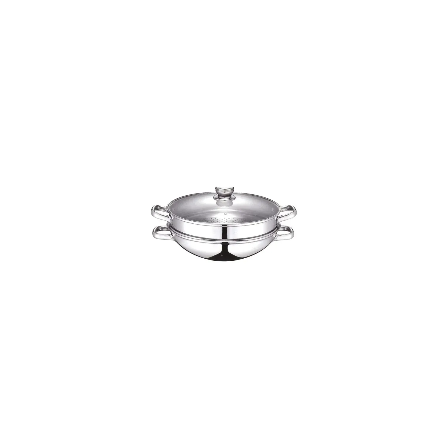 Wok 2 en 1 BAUMALU Tous feux dont induction Couvercle verre 32 cm - vue 3