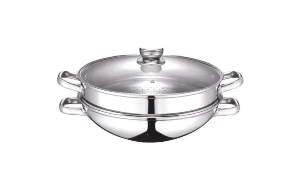 BAUMALU Wok & Wok Vapeur Inox 2 en 1 32 cm