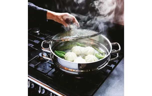 BAUMALU Wok & Wok Vapeur Inox 2 en 1 32 cm