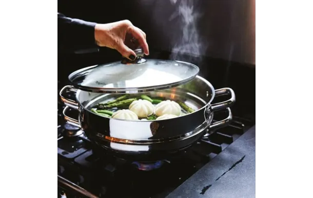 BAUMALU Wok & Wok Vapeur Inox 2 en 1 32 cm