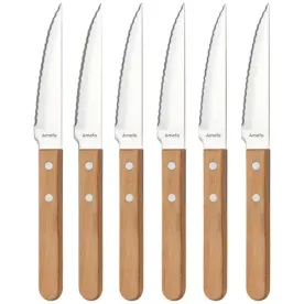 AMEFA Coffret 6 couteaux steak pizza manche bois
