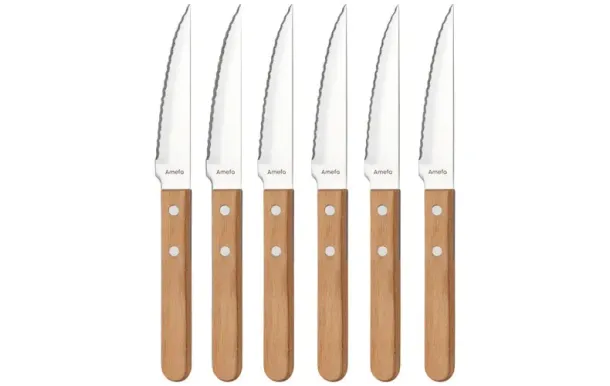 AMEFA Coffret 6 couteaux steak pizza manche bois