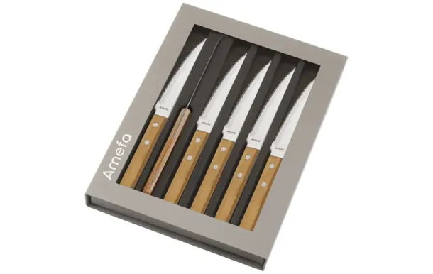AMEFA Coffret 6 couteaux steak pizza manche bois