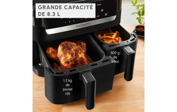 MOULINEX Friteuse à air chaud 8.3L Easy Fry Dual EZ901N20 - Airfryer double bac