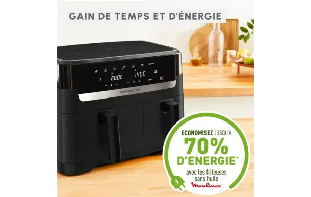 MOULINEX Friteuse à air chaud 8.3L Easy Fry Dual EZ901N20 - Airfryer double bac