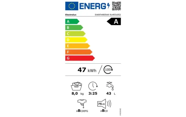 Lave-linge hublot ELECTROLUX EW6FI4805AR 8 kg – SensiCare, économique, silencieux – Idéal appartement et famille