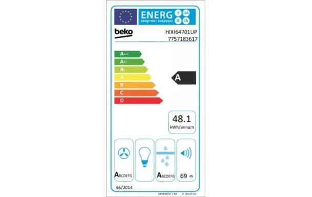 BEKO Table de cuisson induction aspirante 4 foyers 650 m3/h -  HIXI64701UP