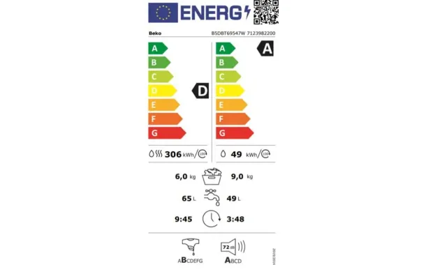 BEKO Lave-linge séchant T B5DBT69547W