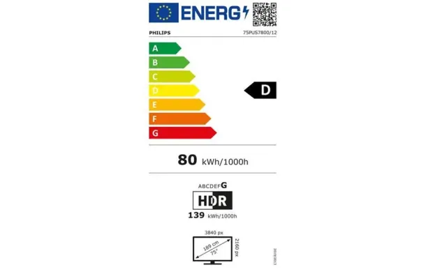PHILIPS Téléviseur 189 cm UHD 4K - 75PUS7800