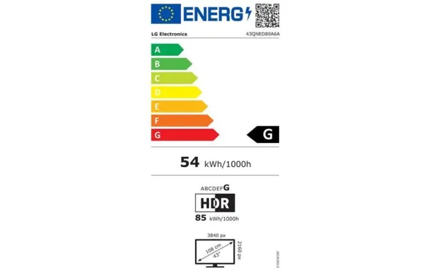 LG Téléviseur 108 cm UHD 4K - 43QNED80A6A