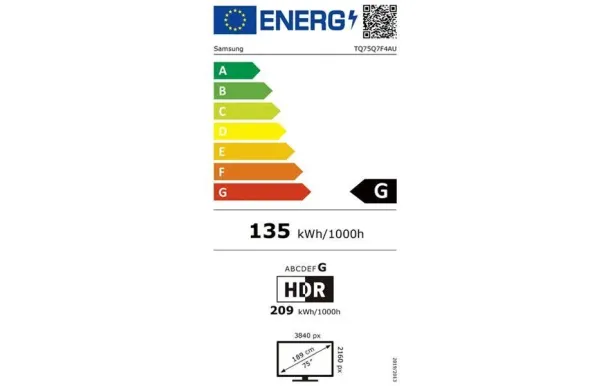 SAMSUNG Téléviseur 189 cm UHD 4K  TQ75Q7F4AUXXC