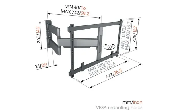 VOGEL'S Support mural orient TVM5845