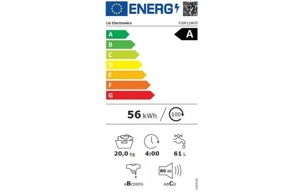 LG F20F12WST Lave-linge 20 kg Classe A - 1000 tr/min