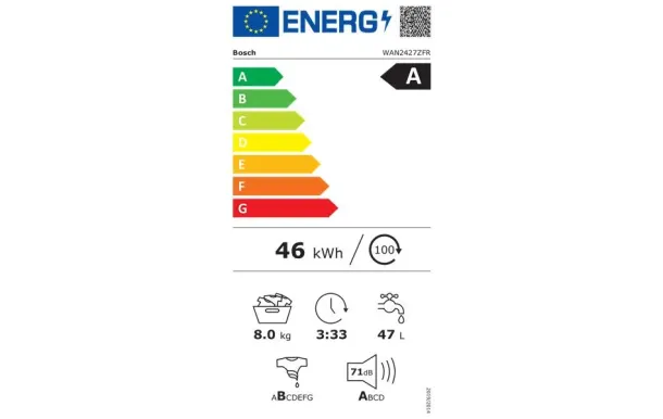 BOSCH WAN2427ZFR Lave-linge 8 kg Classe A