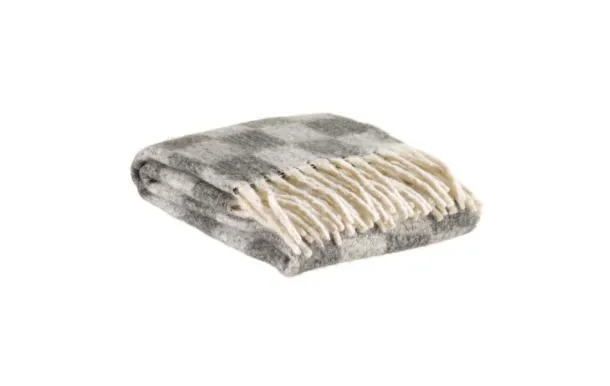 VIVARAISE - Plaid recyclé Isabel damier Ardoise 130 x 160