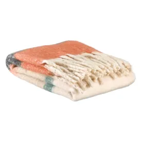 VIVARAISE - Plaid rayé recyclé Isabel Chataigne 130 x 160