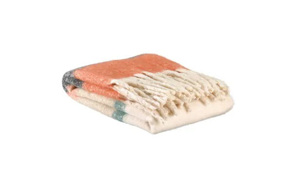 VIVARAISE - Plaid rayé recyclé Isabel Chataigne 130 x 160