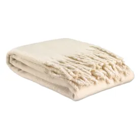VIVARAISE - Plaid uni recyclé Isabel Neige 130 x 160