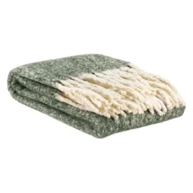 VIVARAISE - Plaid uni recyclé Isabel Olive 130 x 160