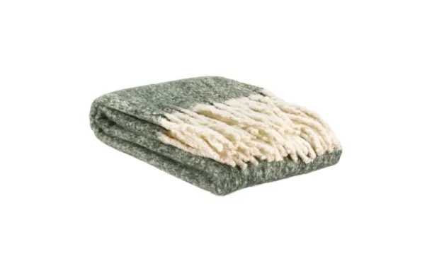VIVARAISE - Plaid uni recyclé Isabel Olive 130 x 160