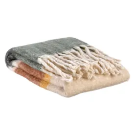 VIVARAISE - Plaid rayé recyclé Isabel Rouille 130 x 160