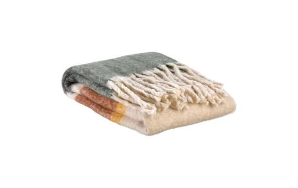 VIVARAISE - Plaid rayé recyclé Isabel Rouille 130 x 160