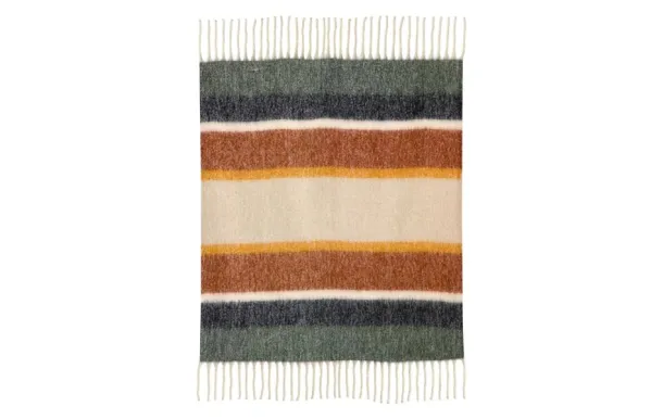 VIVARAISE - Plaid rayé recyclé Isabel Rouille 130 x 160