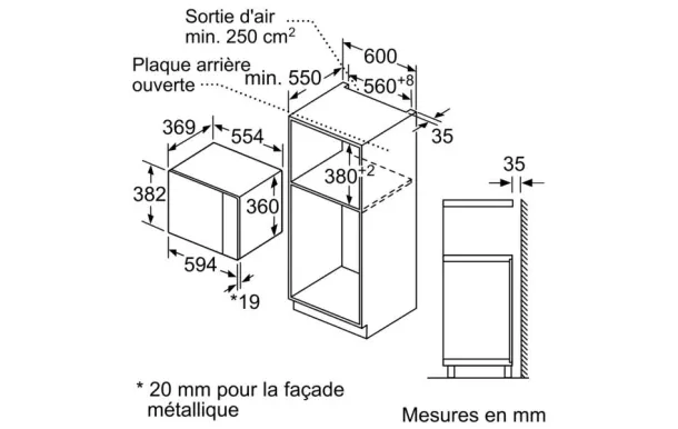 BOSCH Micro-ondes encastrable solo 25 litres BFL554MS0