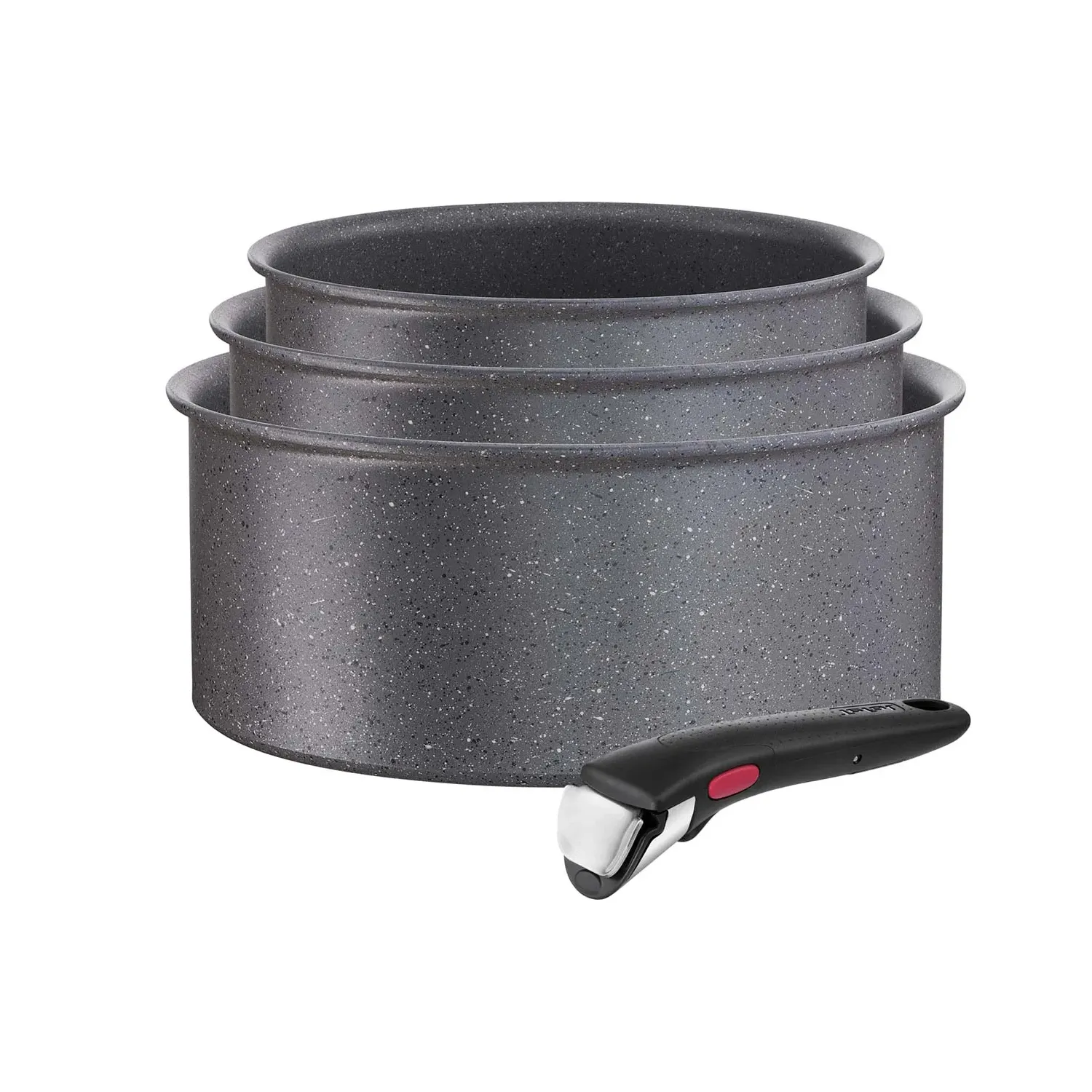 Batterie De Cuisine 3 Pièces Empilable Acier Inoxydable Revêtement Anti adhésif Tous Feux Dont Induction Poignée Amovible Ingenio Natural Force Tefal Le Lot - vue 2