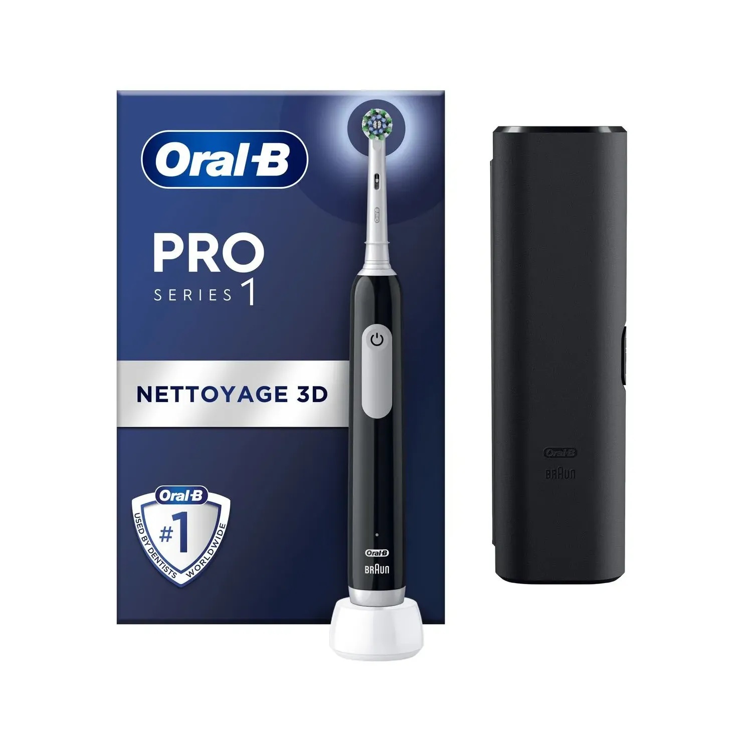 BRAUN Brosse à dent Elec Noire Oral-B Pro + Etuit - PRO-1-CROSS