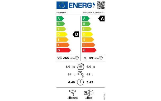 ELECTROLUX Lave-linge séchant 9/5 kg 1400 tr/min EW7W954DA