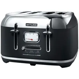 MUSE Grille-pain 4 fentes Noir Mat & Inox - Collection of Inspiration - MS131BS 