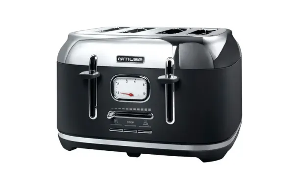 MUSE Grille-pain 4 fentes Noir Mat & Inox - Collection of Inspiration - MS131BS 